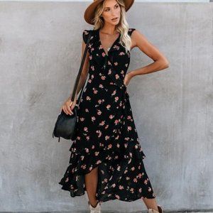 Vici Until The Sun Goes Down Ruffle Wrap Maxi Dress - Size Small